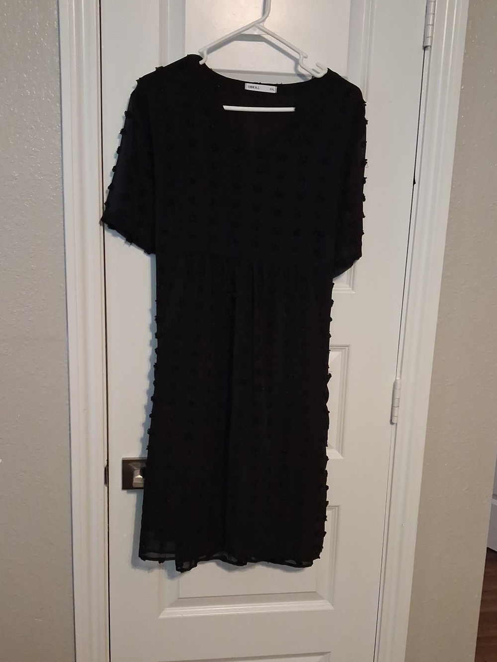 Women's Black Textured Mini Dress